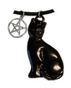 Amulet - Black Cat & Pentagram (Luck) - Pewter