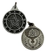 Amulet Pendant - Angelus Praesidium Pentacle of Protection - Antique Silver Finish (1-1/2 Inch)