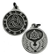 Amulet Pendant - Angelus Praesidium Triquetra of Protection - Antique Silver Finish (1-1/2 Inch)